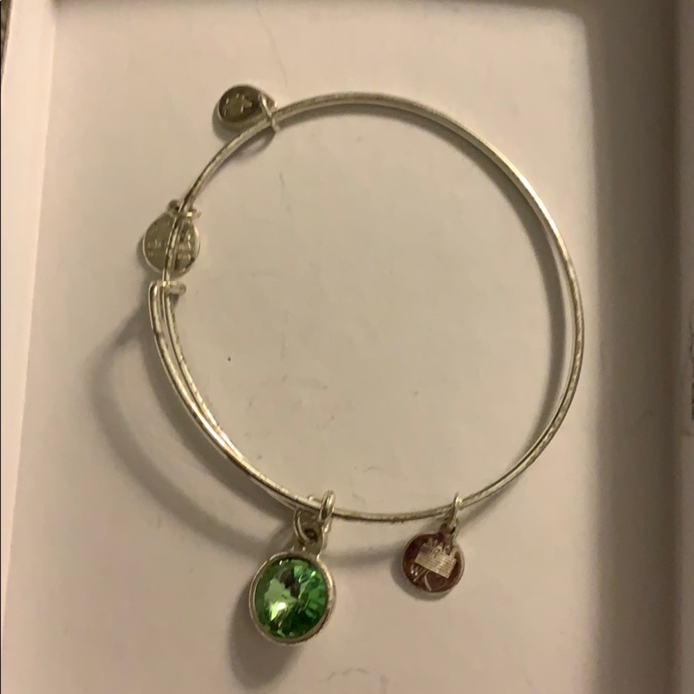 Alex and Ani peridot charm bracelet